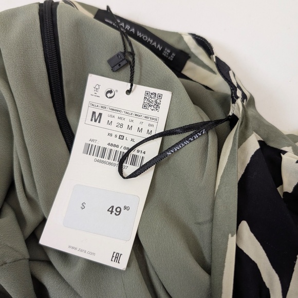 Zara Women Sleeveless Blouse Strapless Asymmetrical Bandaeu - Picture 5 of 13